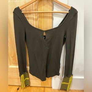 Free people long sleeve top - green - size S